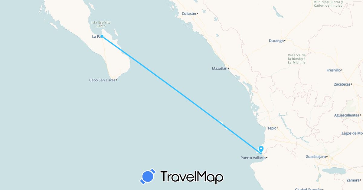 TravelMap itinerary: driving, boat in Mexico (North America)